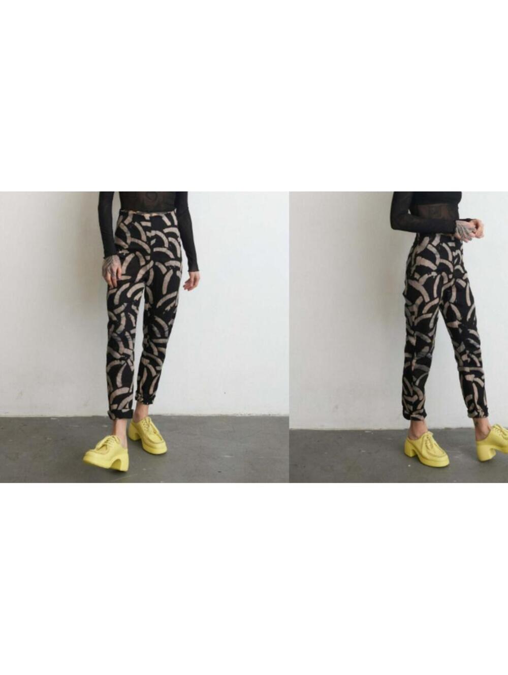 Osei Duro Vitta 'Cigarette' Trousers Black/Tan Batik Cantaloop Pattern Rare - XS - Picture 2 of 7